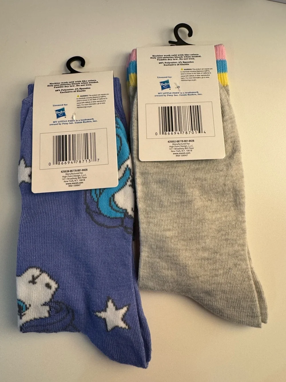 Gift Bundle of 2 Pairs My Little Pony Retro Socks 80s Cartoon NWT